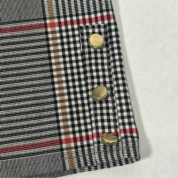 2 for$15 Liz Claiborne Career Black and Red Plaid Short Sleeve Blouse - Picture 6 of 11